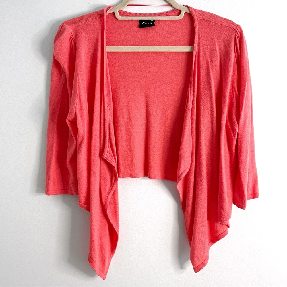 Wrap Cardigan in Coral Pink Soft Knit Fabric
